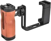Universal Phone Video Handle Handheld Vlog Bracket for Phone Phone Video Rig Kit with Wooden with Cold Shoe Mount & 1/4in Screw + Phone Holder with Cold Shoe Mount + L-Shape Plate
