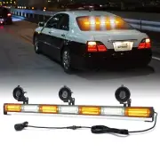 31"COB Traffic Advisor Emergency Hazard Warning LED Strobe Light Bar Amber White