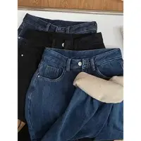 在飛比找蝦皮商城優惠-【Codibook】韓國 Wansmall 內刷毛寬腿牛仔褲