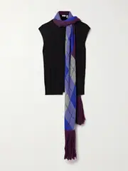 [Burberry] Burberry - Fringed Argyle Scarf-detailed Wool Top - Multi - medium medium Multi