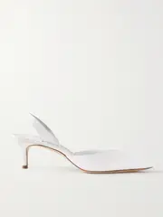 [Manolo Blahnik] Manolo Blahnik - Carolyne Bridal 50 Satin Slingback Pumps - White - IT40 IT 40 White