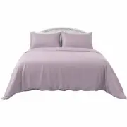 1800TC Stripe Quilt Doona Duvet Cover Set Single Double Queen King Super King Light Purple