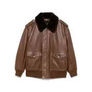 [Prada] Prada Shearling-collar Leather Jacket 40 IT BROWN