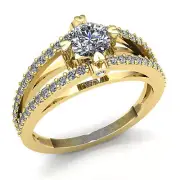 0.5ct Round Cut Diamond Ladies Accent Solitaire Engagement Ring 18K Gold