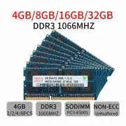 32GB 16GB 8GB 4GB DDR3 1066MHz PC3-8500 SODIMM Laptop Memory SDRAM Hynix Lot BT