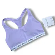 Calvin Klein Women's Small Lilac Modern Cotton Bralette Inbuilt Cups Purple