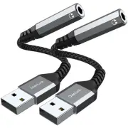 USB to 3.5mm Jack Audio Adapter (2-Pack), USB to Audio Jack Adapter Headset, ...