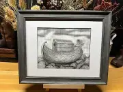 Drawing of Noah's ark the ark of Noah Graphite Pencil Art Sketch Picture Print
