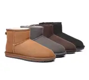 AUSTRALIAN SHEPHERD® UGG Boots Double Faced Sheepskin Wool Ankle Mini Classic - Chocolate / AU Ladies 5 / AU Men 3 / EU 36