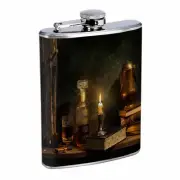 Whiskey Images D9 Flask 8oz Stainless Steel Hip Drinking