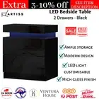 Artiss Bedside Tables Side Table Drawers RGB LED High Gloss Nightstand Black New