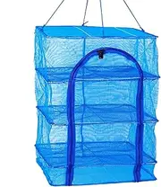 Mesh Drying Rack - Drying Rack 4 Layers Folding Fish Mesh,Hanging Drying Fish Net, for Shrimp Fish Fruit Vegetables, with Two-Way Separating Zippers for Fruit Food