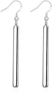 [Generic] Minimalist 925 Sterling Silver Plated Long Bar Dangle Drop Earrings for Women Elegant Dangling Hypoallergenic
