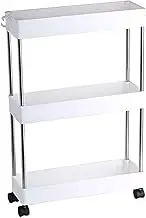 3-Tier Storage Cart, Movable Storage Rack, Portable White Utility Cart, Narrow Space Rolling Trolley with Wheel, Suitable for Kitchen Bathroom Pantry Laundry (40 * 22 * 62 CM) ﻿ ﻿