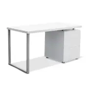 Modern Computer Study Office Desk W/ 3 Drawers Metal Frame - White