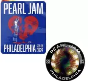PEARL JAM STICKER & BUTTON PIN SET PHILADELPHIA 9/9/2024 PHILLY WELLS FARGO