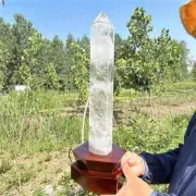 5.66LB Natural Clear Quartz Obelisk Quartz Cystal Point Wand Tower + Stand