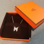 二手正品 HERMES 愛馬仕 新款 軟鍊 橢圓 方型 立體 H POP LOGO 項鍊 黑 白 粉 玫瑰金鍊 銀鍊