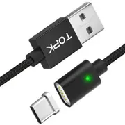 2.1A Type C LED Magnetic Braided Fast Charging Data Cable 1M For Smart Phone Tablet BLACK COLOR
