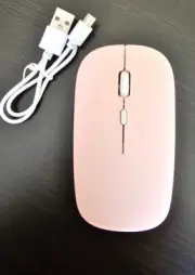 Wireless Mouse 2.4 GHZ Optical USB/BT Rechargeable for PC Laptop Color Pink