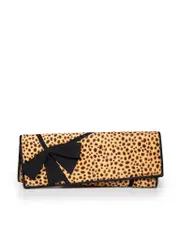 Brown Ponyhair Leopard Clutch