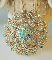 Rose Gold Aurora Borealis Brooch.