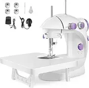 Mini Sewing Machine for Beginner, Dual Speed Portable Electric Sewing Machine with Extension Table, Light, Sewing Kit for Household, Travel Automatic Sewing Machine