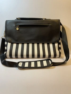 Laptop Crossbody Leather Bag Ecocusi Black White Hand Tote and Strap Lined Zipp