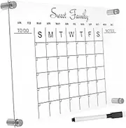 NOLITOY 1Set Acrylic Dry Erase Board Clear Planner for Office Home Weekly Message Board Easy to Clean for Digital Calendar Fridge Display Includes Pins Marker