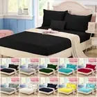 Solid Soft Fitted Sheet Set Single/Double/Queen/King/SK Bed(No Flat) Pillowcase
