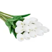 12 Pcs White Tulips Artificial Flowers Real Touch Flowers Bouquet for Wedding...