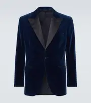 [Brioni] Brioni Satin-trimmed cotton velvet tuxedo jacket UK 44 blue