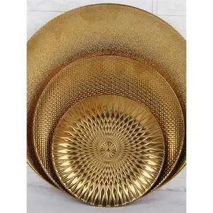 金色陶瓷餐盤高檔酒店西餐盤子歐式奢華金色盤子樣板間裝飾