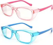 ALWAYSUV Kids 2 Pack Safety Glasses Anti Fog Goggles Blue Light Blocking Glasses Clear Lens Protective Eyewear 5-12 Ages