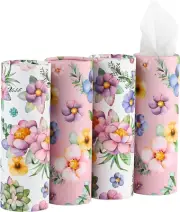 Car Tissues Holder with Facial Tissues - 4 PK - Travel Tissue Tubes Box Containe