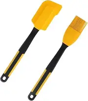 Mobestech Silicone Spatula Basting Brush Set Heat Resistant BBQ Baking Tools for Cooking Yellow Silicone Kitchen Utensils Comfortable Long Handle Design Set