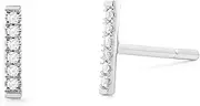[Ordaamis] White Gold plated 925 Sterling Silver Bar Stud Earrings with Cubic Zirconia