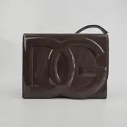 DOLCE&GABBANA DG Fango Brown Patent Leather Shoulder Bag New