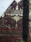 India Elephant Brocade Tapestry Table Runner Rug 71X39" Red Gold Black Fringe