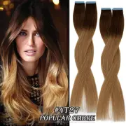 Black Tape in Remy Human Hair Extensions/Seamless Indian Skin Weft 16" 18" 20"