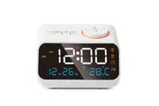 Digital Alarm Clock with FM Radio for Bedroom with 2 Charging Port Sleep Sound Machines with Timer-White