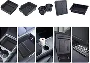 Center Console Organizer Tray 5PCS for Tesla Model Y Accessories 2024 2023 2022 2021 2020, Armrest Storage Tray and Hidden Storage Box, Cup Holder Insert, Under Seat Storage Box