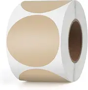 YIKIADA Khaki Round Thermal Labels 2 Inches Circle Thermal Sticker Paper Self-Adhesive Waterproof Dot Stickers for Busineses & Warehouses 500 PCS per Roll