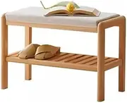 Shoe Bench Modern Upholstered Shoe Changing Stool Solid Wood Rectangular Shoe Changing Stool 2-Layer Entryway Bench Hallway Storage Bench,80CM