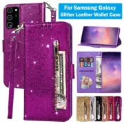 For Samsung A13 A33 A53 A12 A52S 5G Case Glitter Bling Leather Wallet Flip Cover