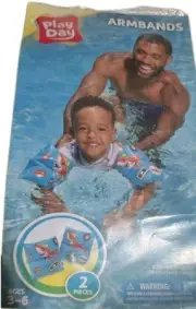 Play Day Inflatable Armbands Shark Swim Pool Floats Ages 3-6 Arm Boys Floaties