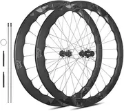 700C Ultra-Light Road Bike Front Rear Wheels for 8-12S Cassette, 5045mm Carbon Rims Tubeless Ready Wheel, Ceramic Bearings, 54T Ratchet, Center-Lock Disc Brake 100/142mm Thru-Axle