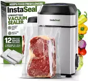 Instaseal Food Vacuum Sealer Machine with 12 Bags, Compact Upright Food Sealer V