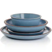Gibson Dinnerware Set Terracotta Microwave-Safe Matte Light Blue Finish 16-Piece