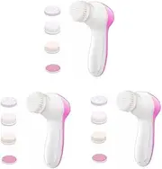 Beavorty 3 Pcs Facial Cleanser Brush Deep Pore Cleaning Face Exfoliator Tool Gentle Soft for Men 5 Brush Heads